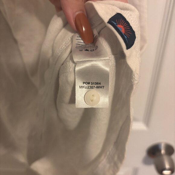 Faherty Mens Sunwashed Organic Cotton Linen T-Shirt Off-White Short Sleeve READ - Picture 8 of 10